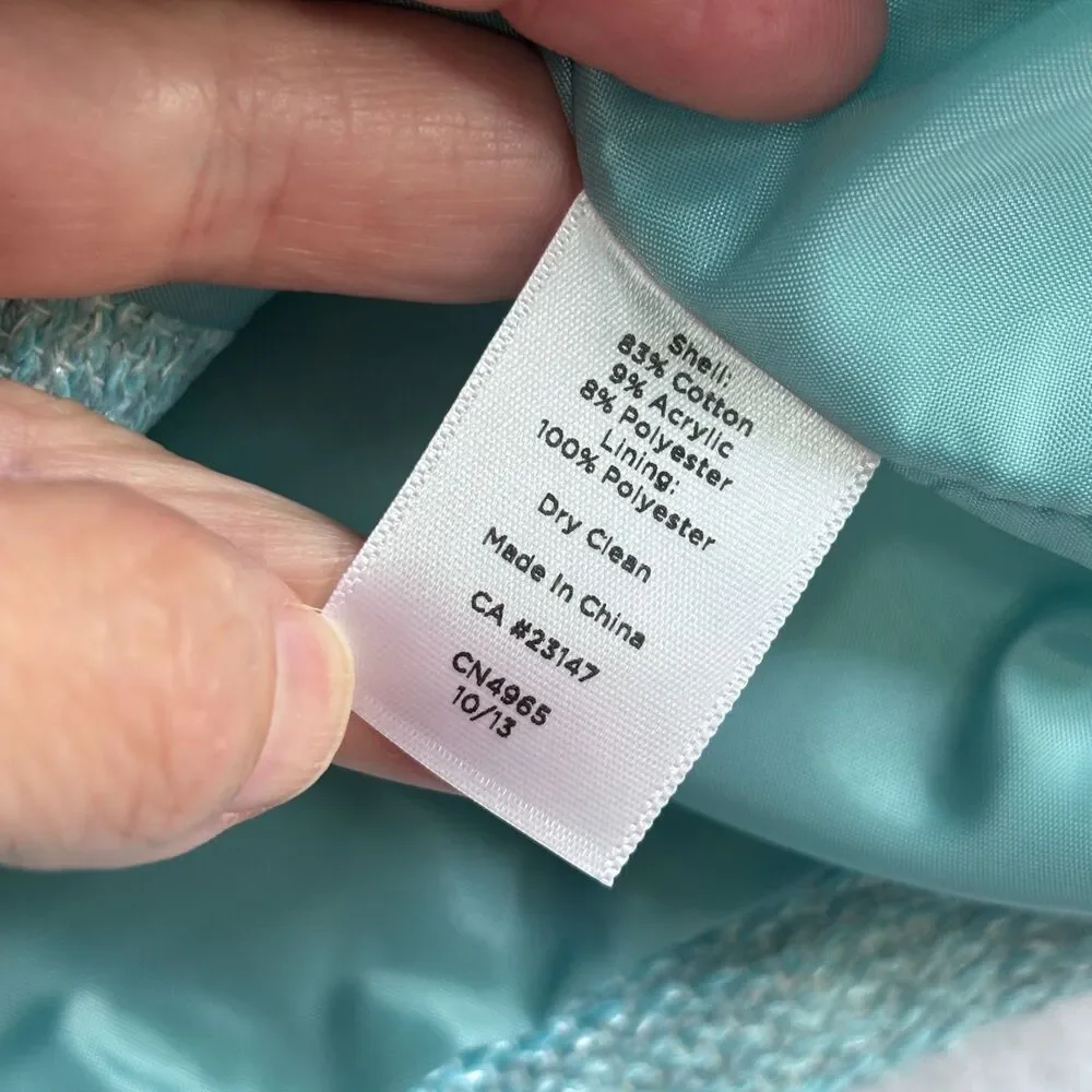 Talbots Tweed Blazer Jacket Women's 12P Turquoise Blue Old Money Career Office